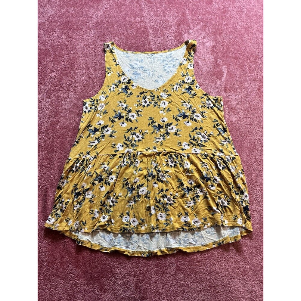 American Eagle Gloral Babydoll Tank top Women’s Medium Yellow Sleeveless